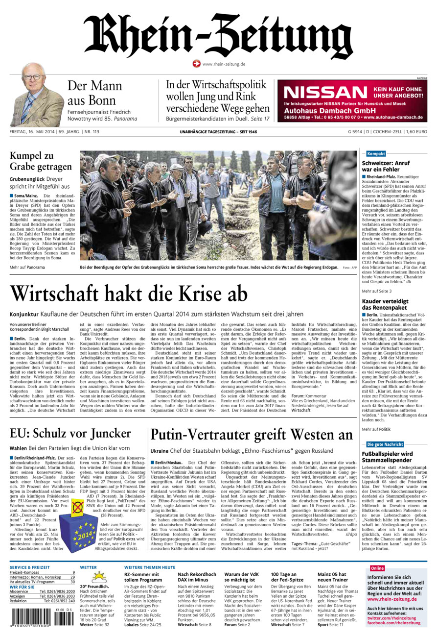Rhein-Zeitung Kreis Cochem-Zell vom Freitag, 16.05.2014