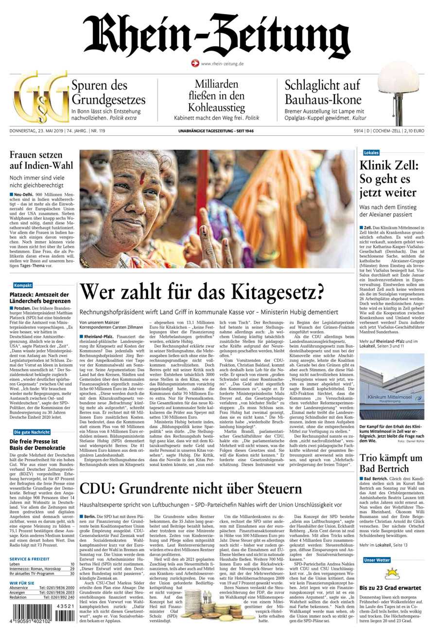 Rhein-Zeitung Kreis Cochem-Zell vom Donnerstag, 23.05.2019