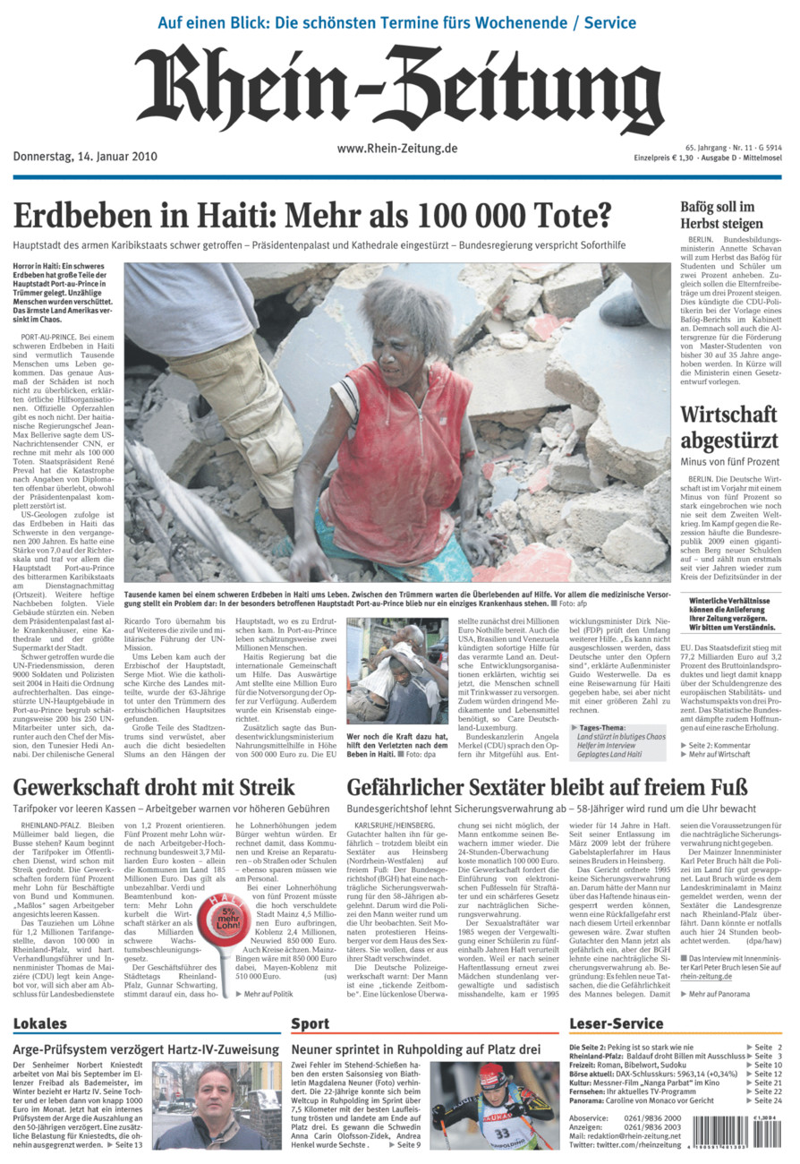 Rhein-Zeitung Kreis Cochem-Zell vom Donnerstag, 14.01.2010
