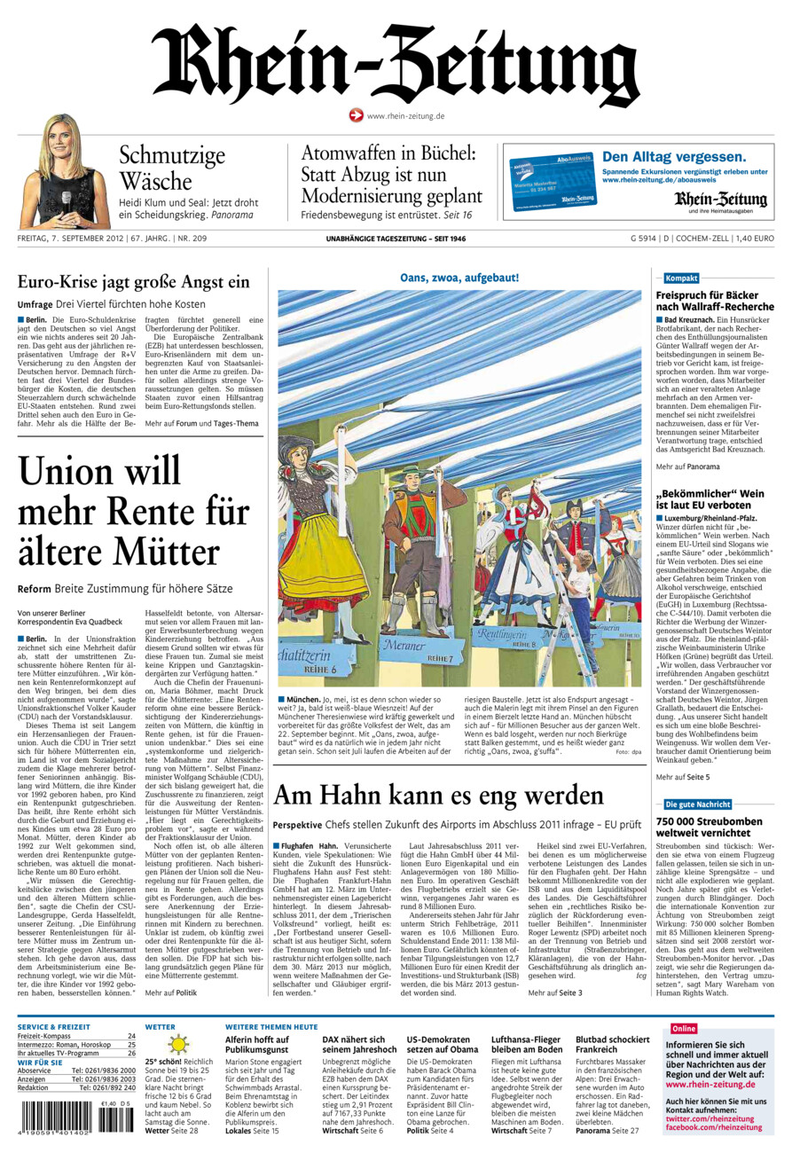 Rhein-Zeitung Kreis Cochem-Zell vom Freitag, 07.09.2012