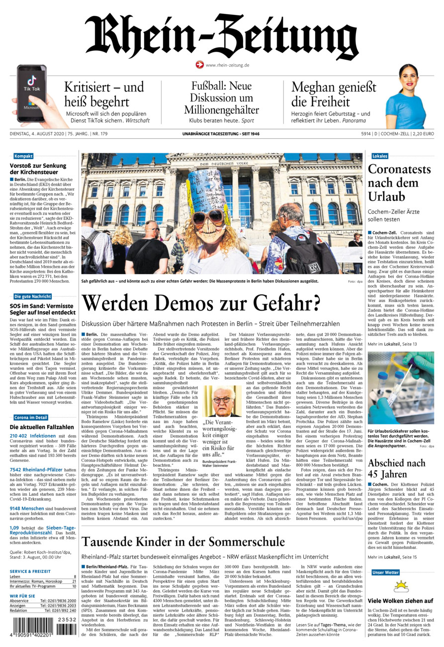 Rhein-Zeitung Kreis Cochem-Zell vom Dienstag, 04.08.2020