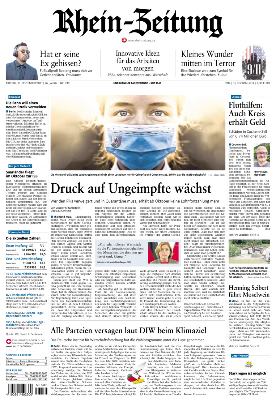 Rhein-Zeitung Kreis Cochem-Zell vom Freitag, 10.09.2021
