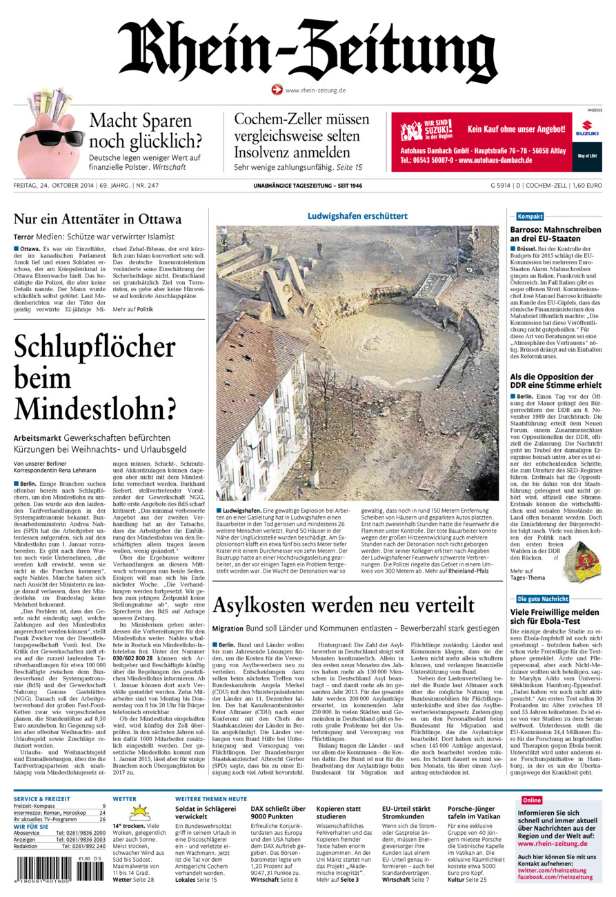 Rhein-Zeitung Kreis Cochem-Zell vom Freitag, 24.10.2014