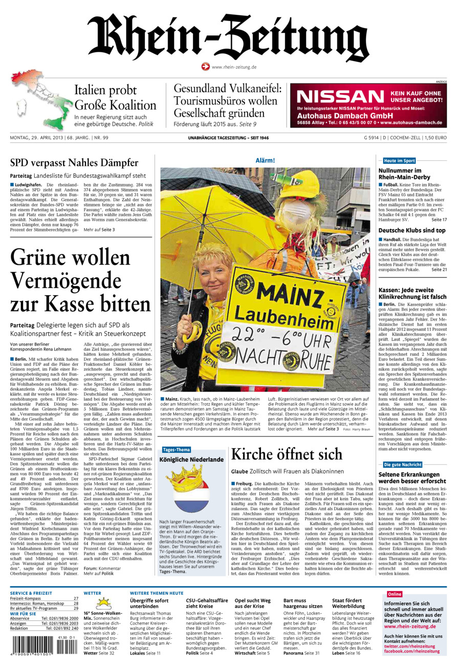 Rhein-Zeitung Kreis Cochem-Zell vom Montag, 29.04.2013