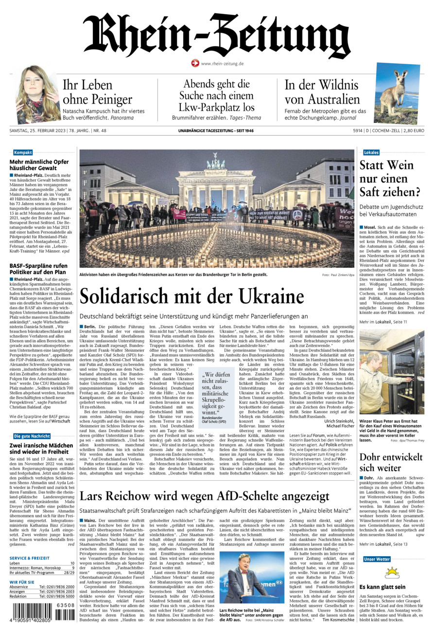 Rhein-Zeitung Kreis Cochem-Zell vom Samstag, 25.02.2023