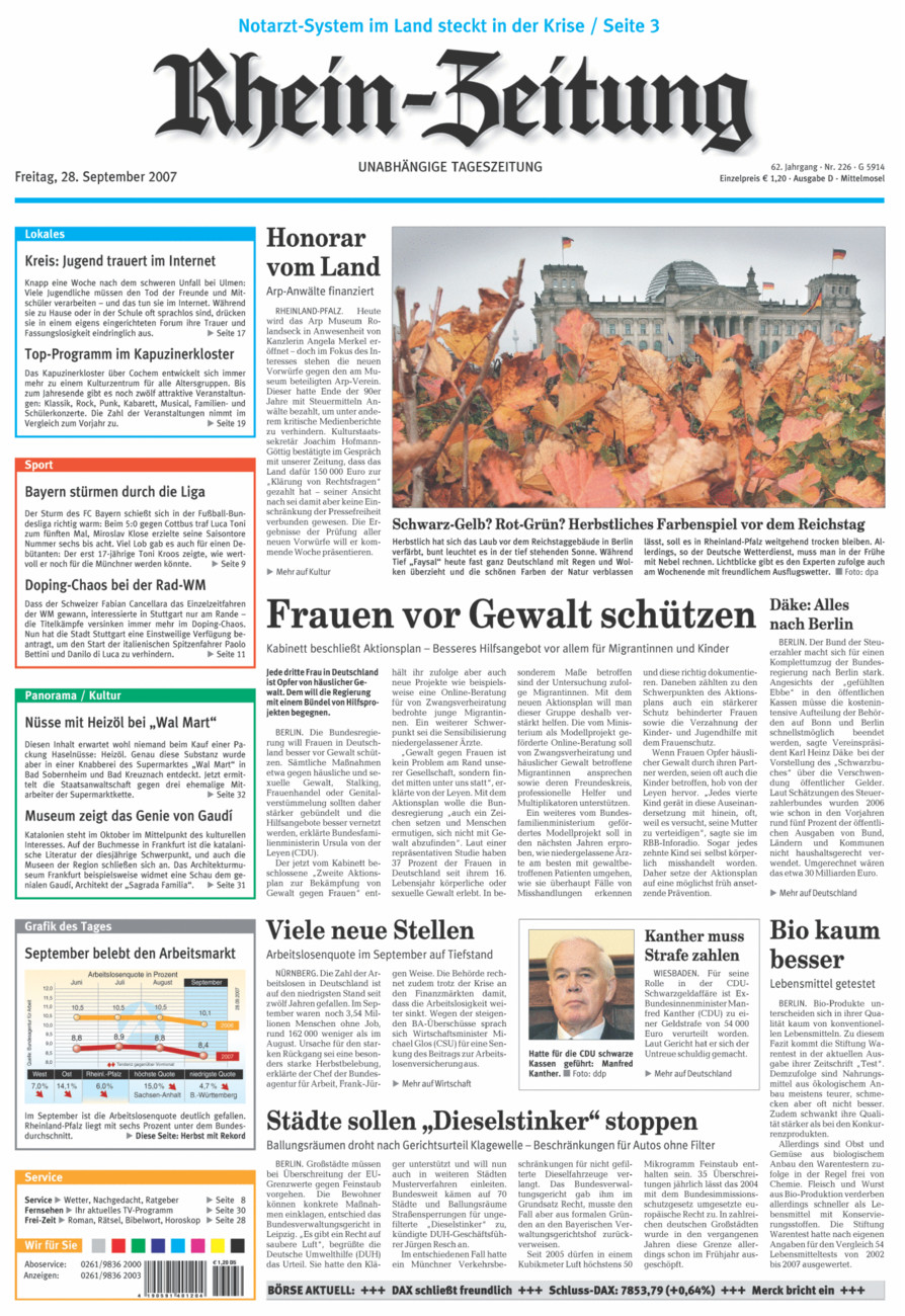 Rhein-Zeitung Kreis Cochem-Zell vom Freitag, 28.09.2007
