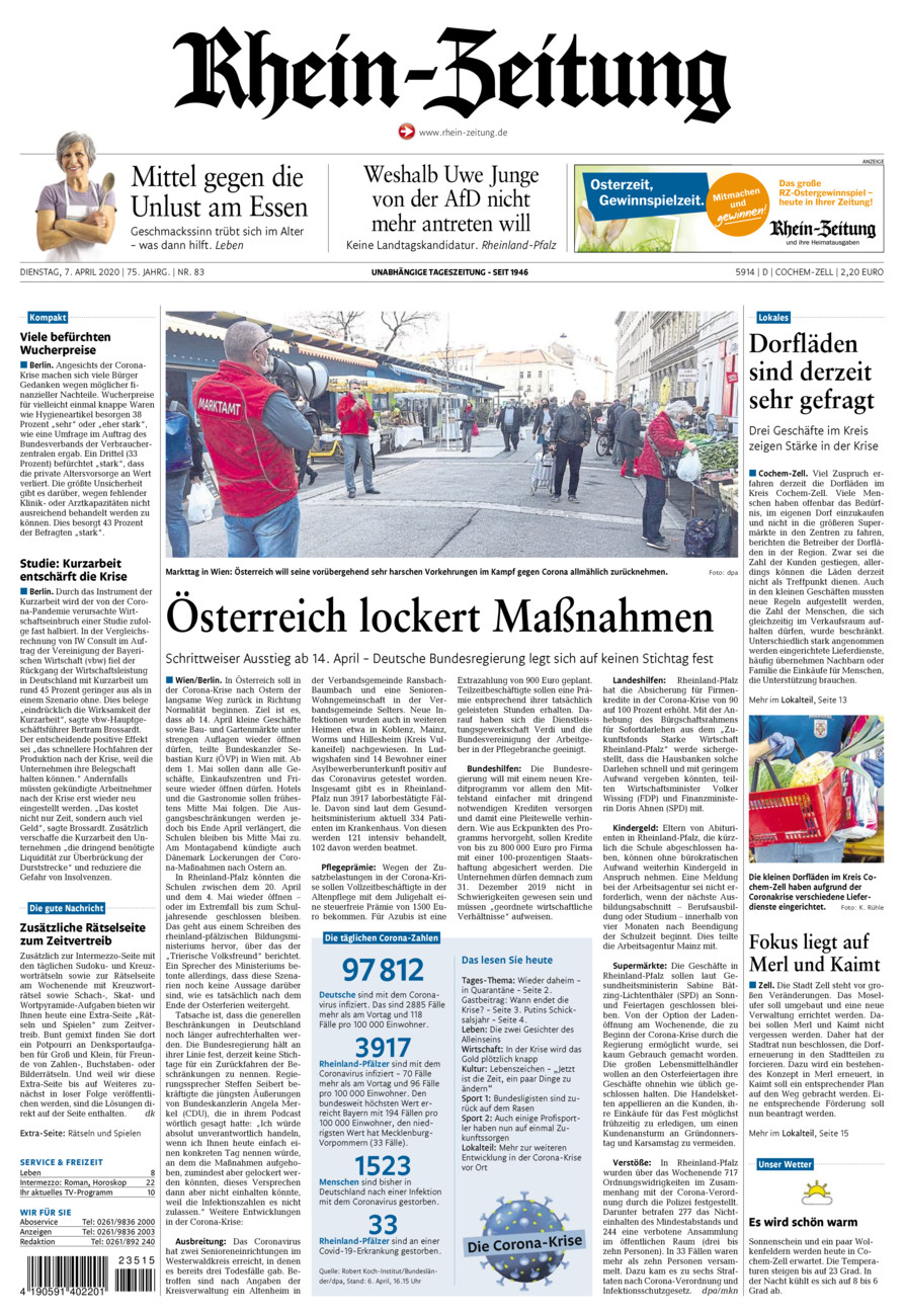 Rhein-Zeitung Kreis Cochem-Zell vom Dienstag, 07.04.2020