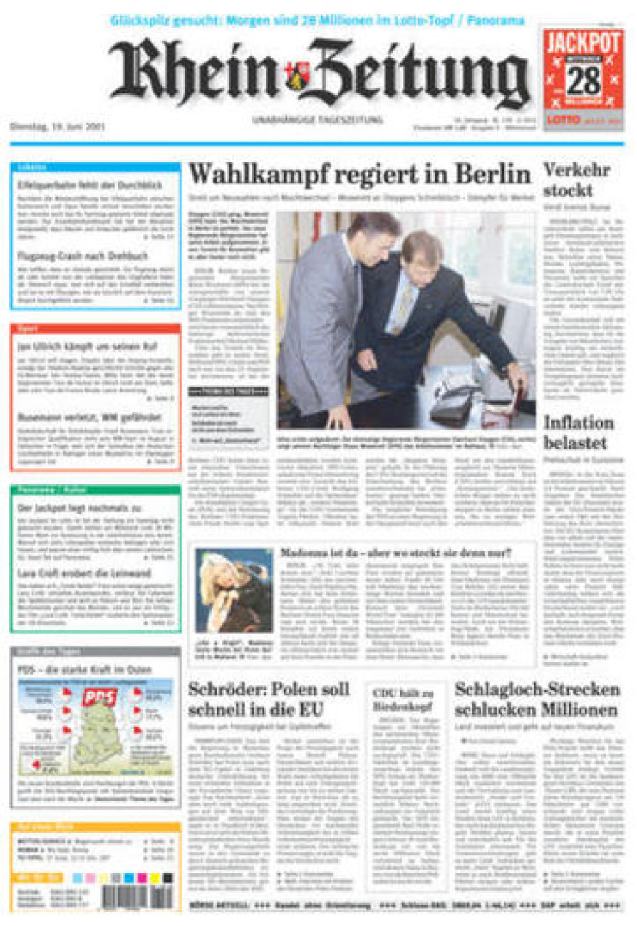 Rhein-Zeitung Kreis Cochem-Zell vom Dienstag, 19.06.2001
