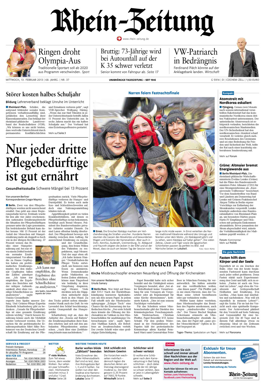 Rhein-Zeitung Kreis Cochem-Zell vom Mittwoch, 13.02.2013