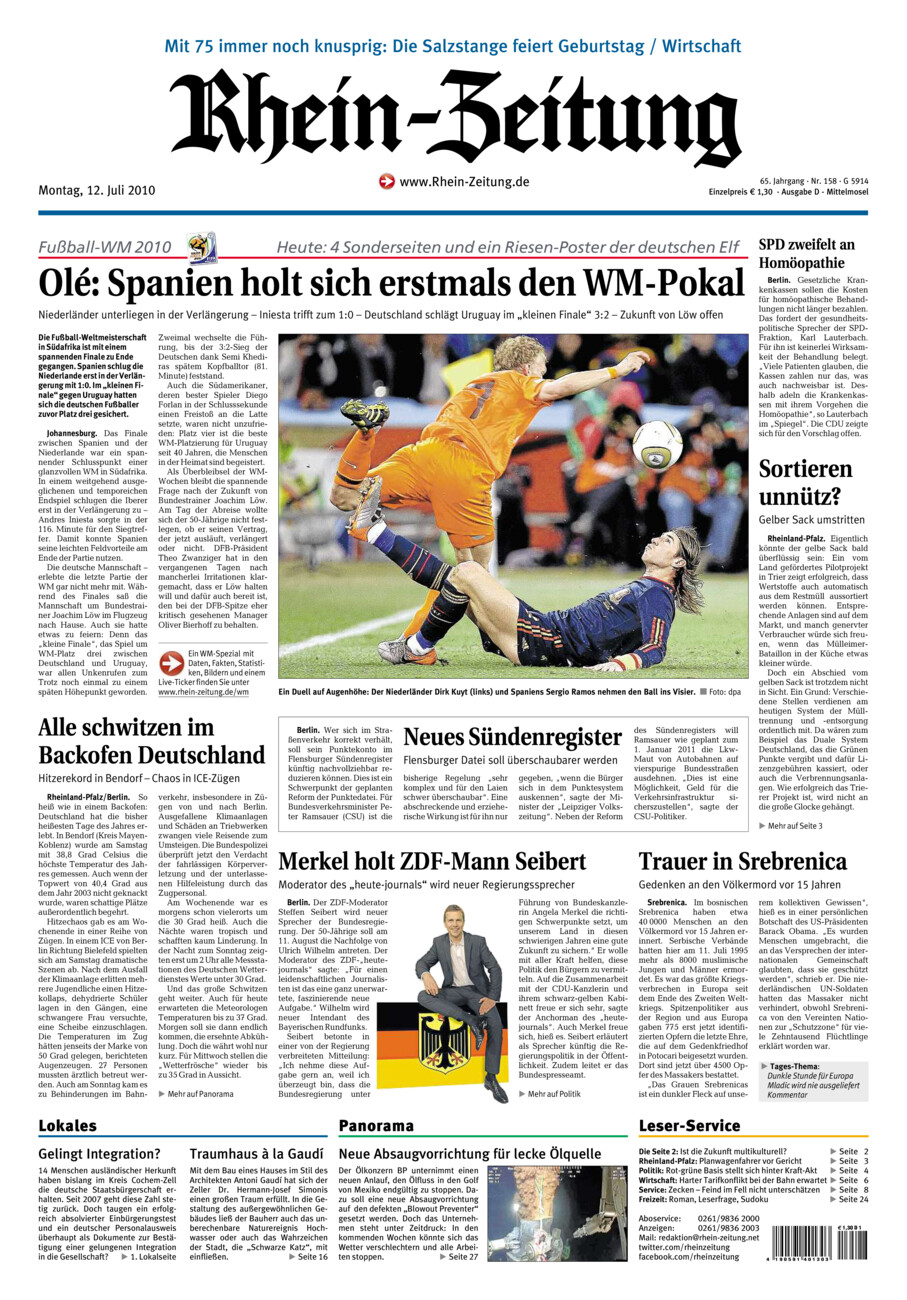 Rhein-Zeitung Kreis Cochem-Zell vom Montag, 12.07.2010