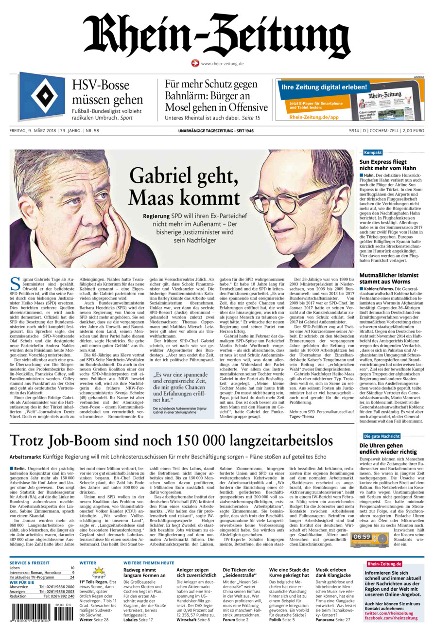 Rhein-Zeitung Kreis Cochem-Zell vom Freitag, 09.03.2018