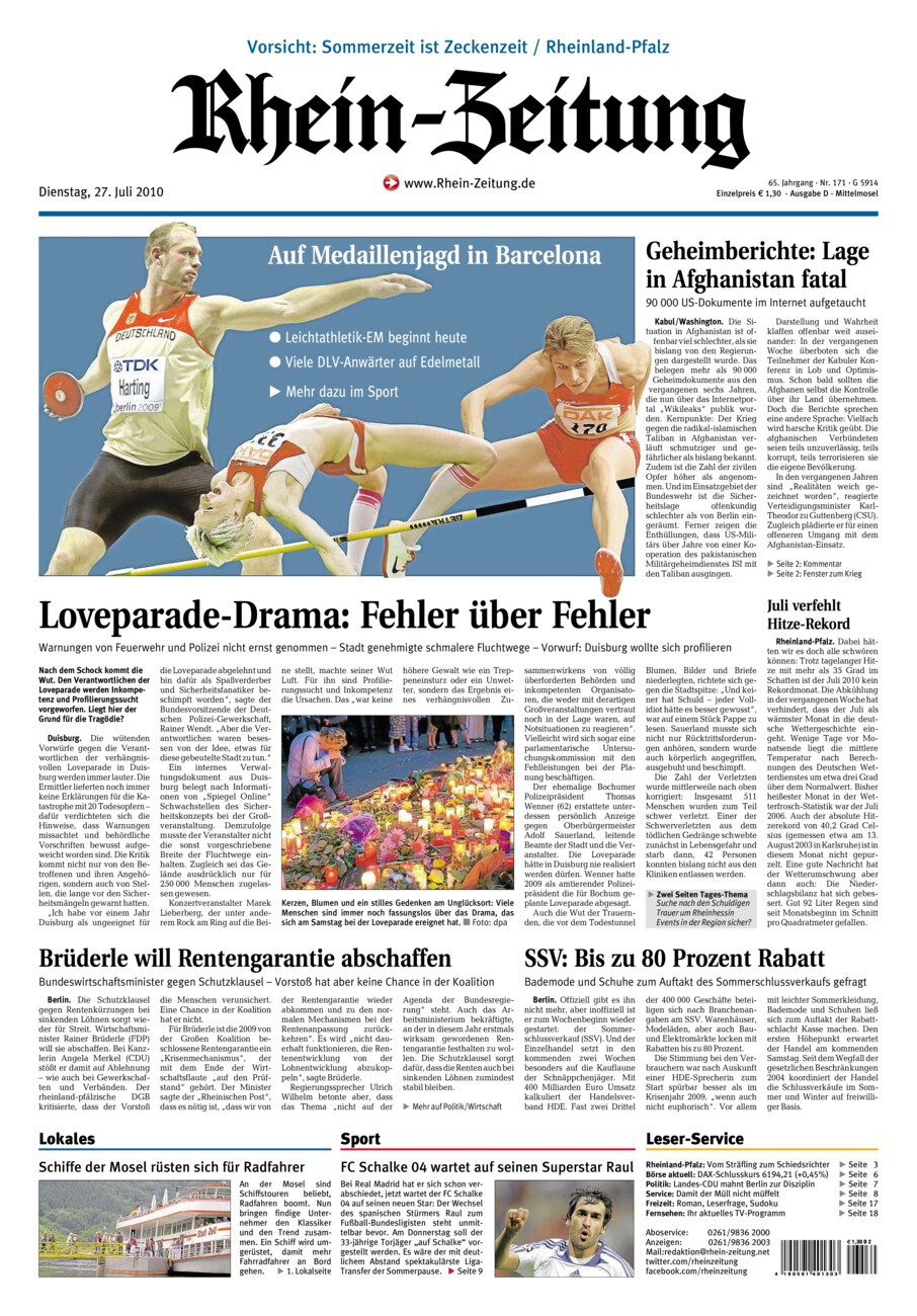 Rhein-Zeitung Kreis Cochem-Zell vom Dienstag, 27.07.2010