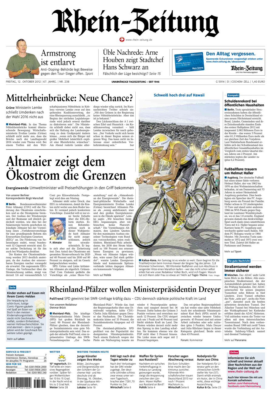 Rhein-Zeitung Kreis Cochem-Zell vom Freitag, 12.10.2012