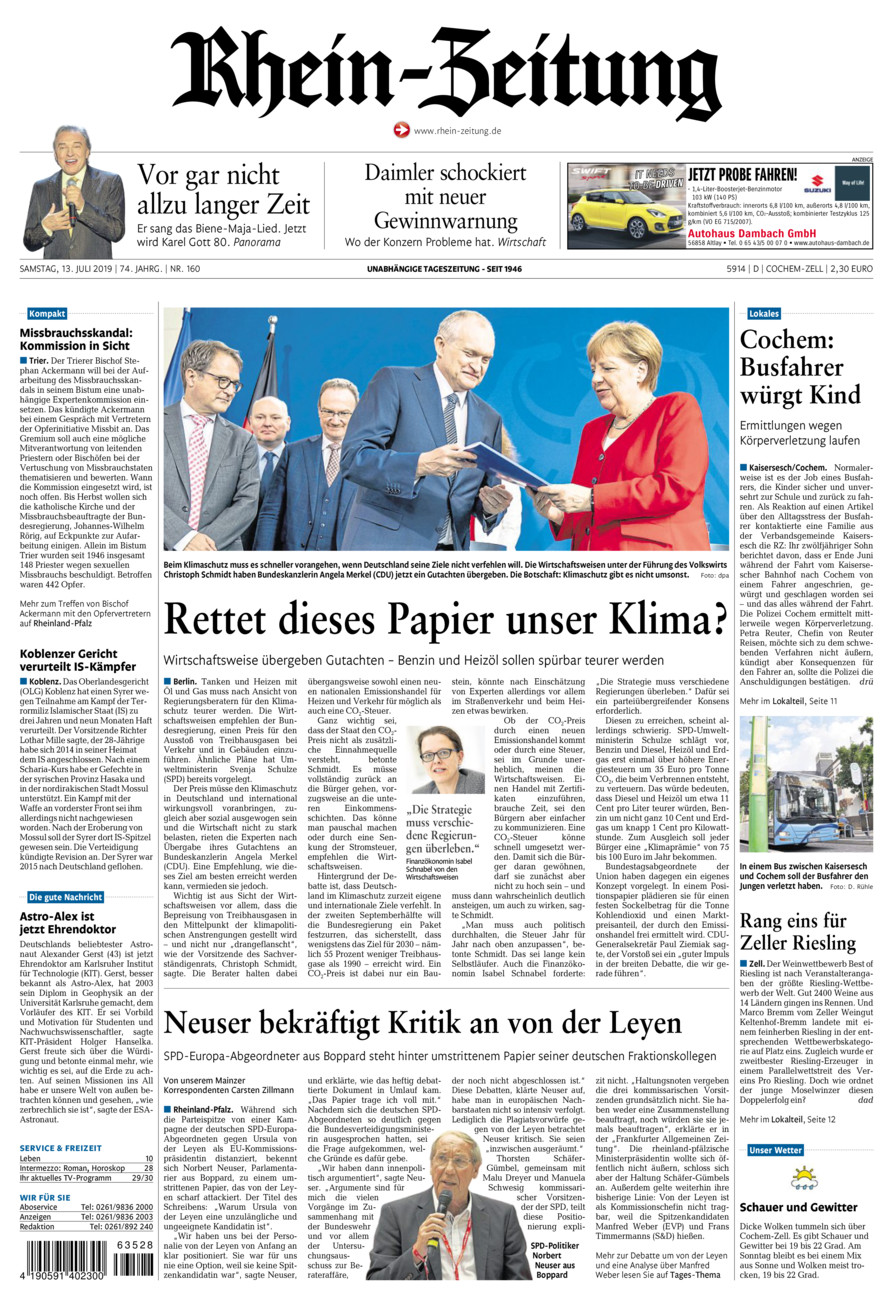 Rhein-Zeitung Kreis Cochem-Zell vom Samstag, 13.07.2019