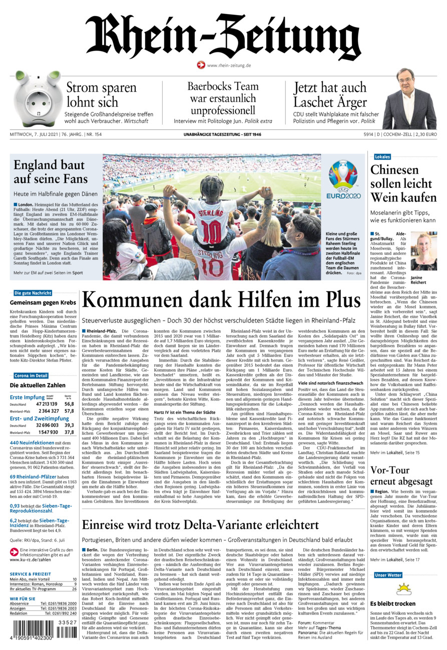Rhein-Zeitung Kreis Cochem-Zell vom Mittwoch, 07.07.2021