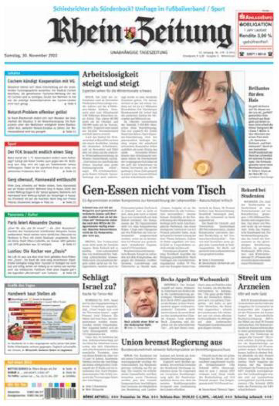 Rhein-Zeitung Kreis Cochem-Zell vom Samstag, 30.11.2002