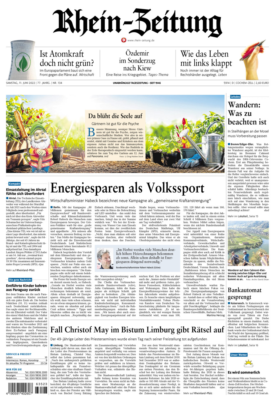 Rhein-Zeitung Kreis Cochem-Zell vom Samstag, 11.06.2022