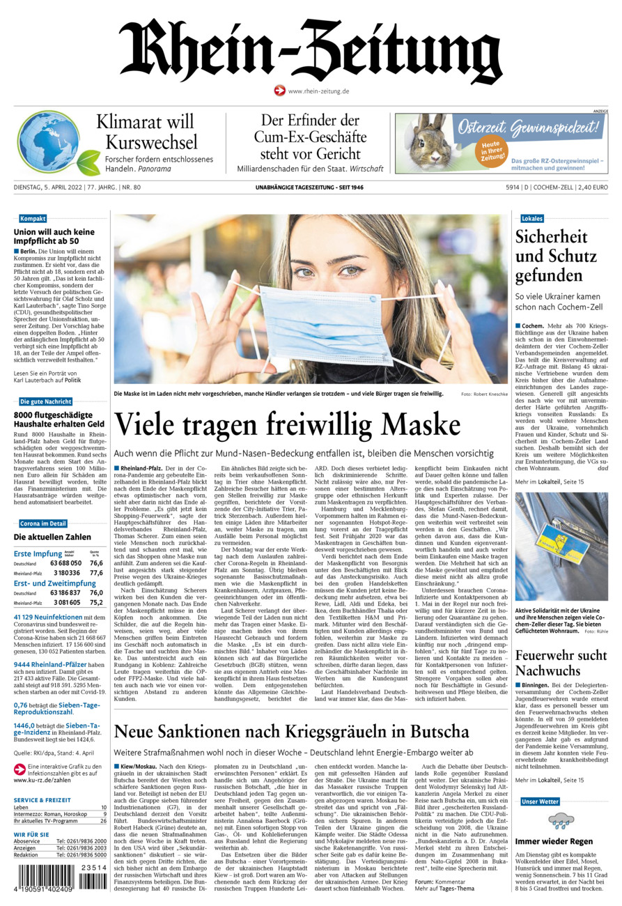 Rhein-Zeitung Kreis Cochem-Zell vom Dienstag, 05.04.2022