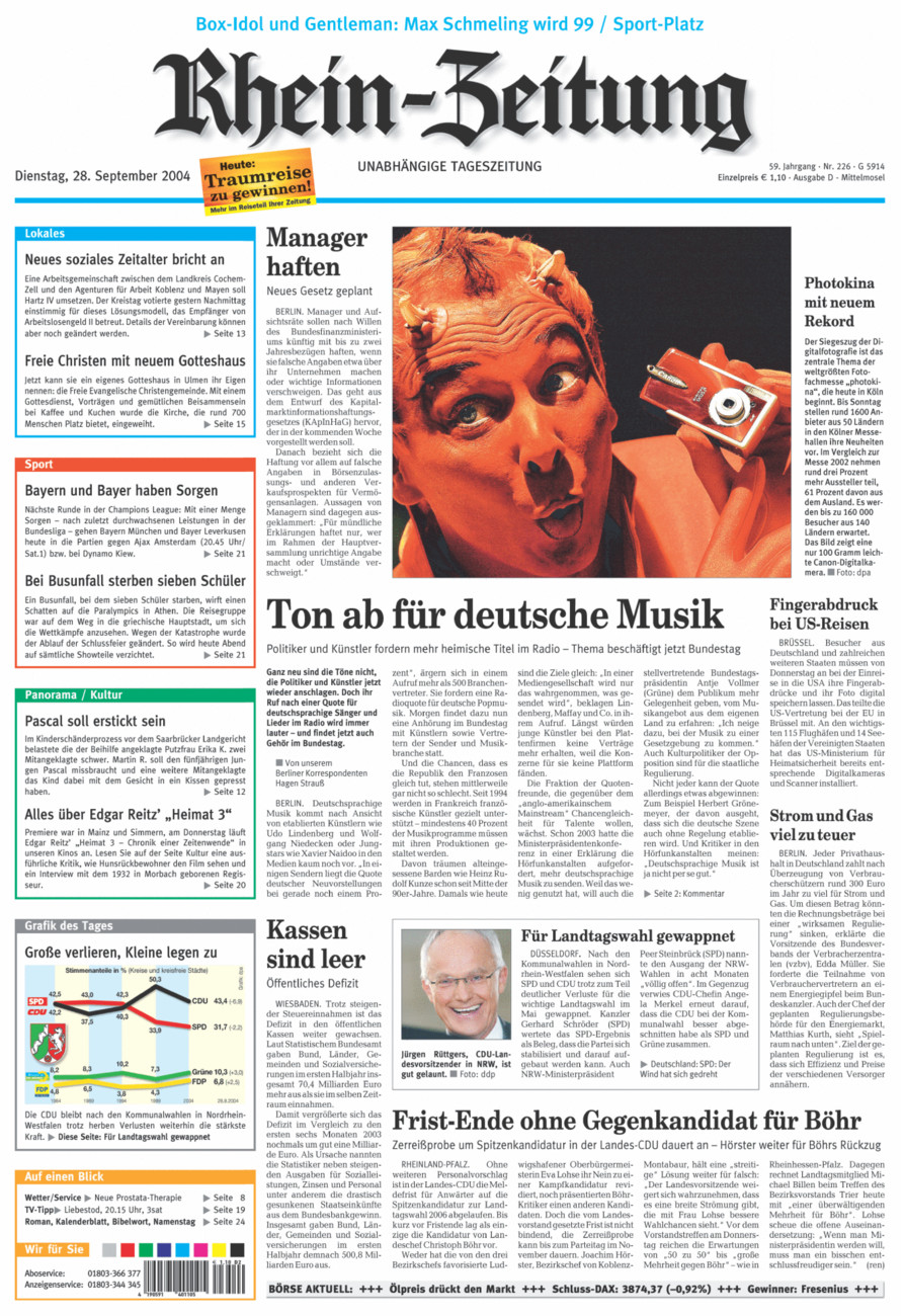 Rhein-Zeitung Kreis Cochem-Zell vom Dienstag, 28.09.2004