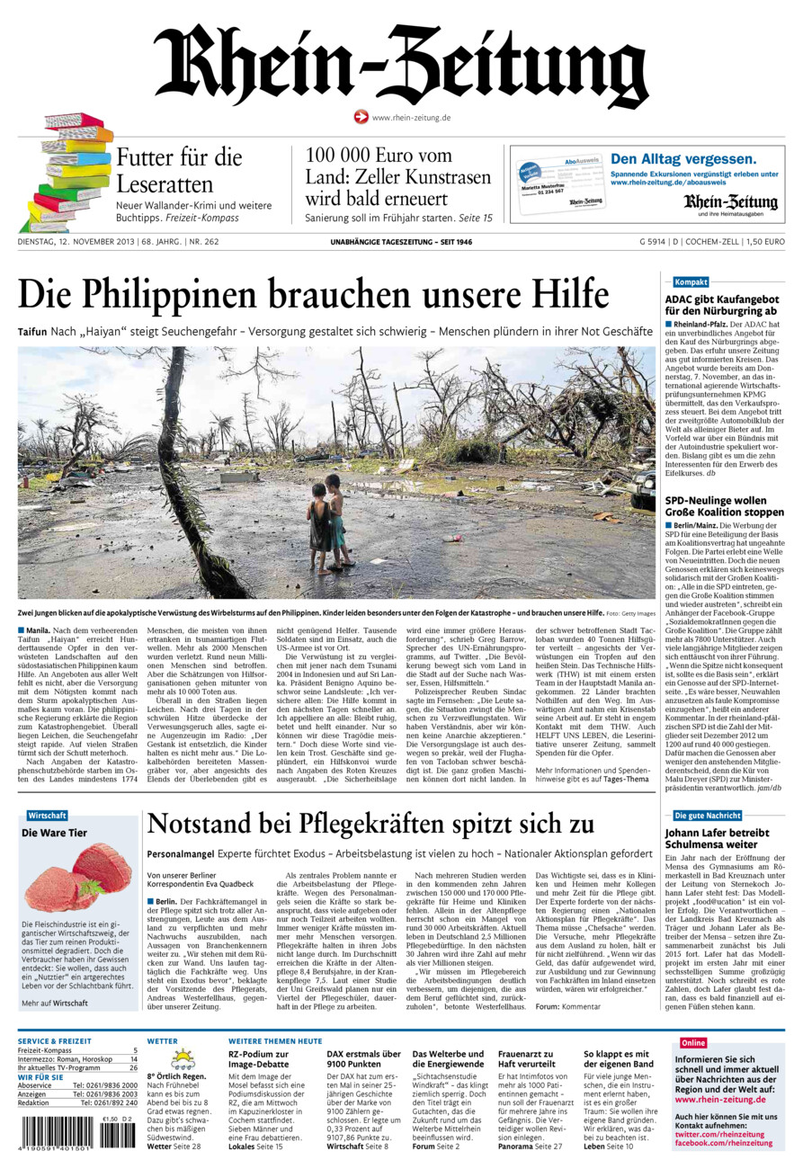 Rhein-Zeitung Kreis Cochem-Zell vom Dienstag, 12.11.2013
