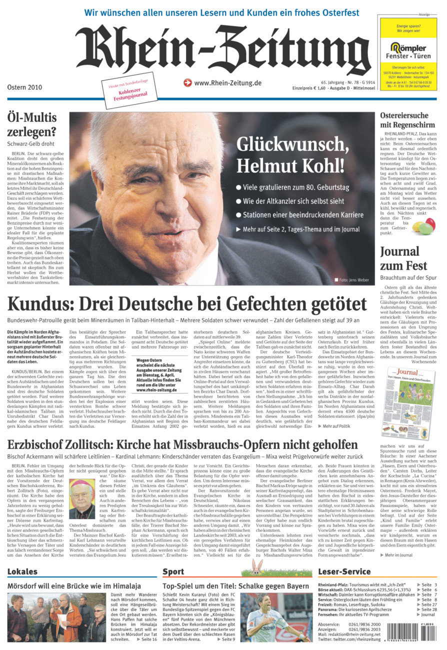 Rhein-Zeitung Kreis Cochem-Zell vom Samstag, 03.04.2010