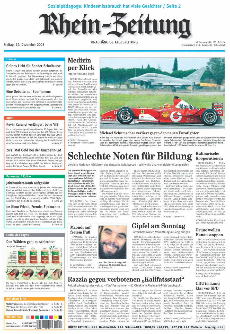 Rhein-Zeitung Kreis Cochem-Zell vom Freitag, 12.12.2003