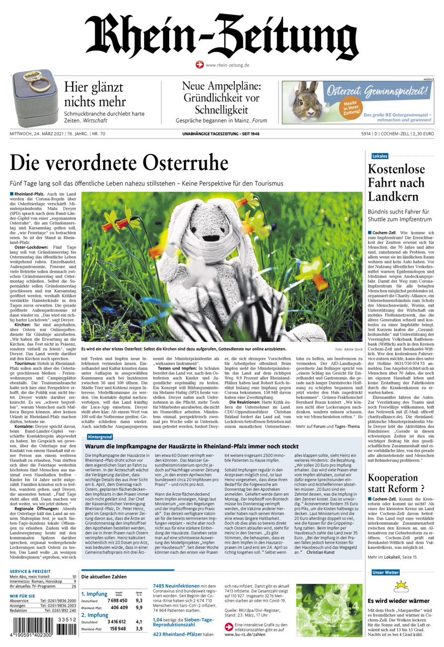 Rhein-Zeitung Kreis Cochem-Zell vom Mittwoch, 24.03.2021