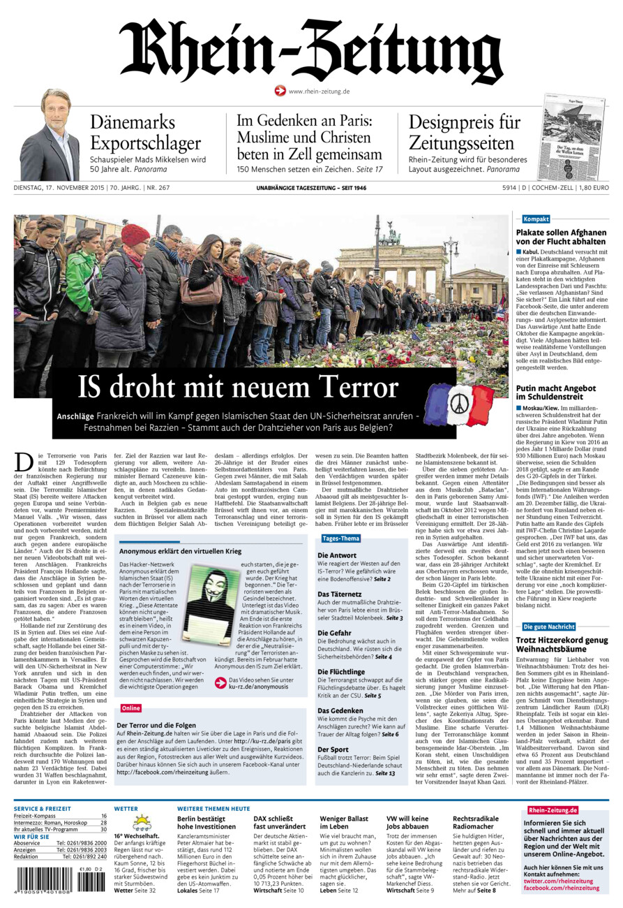 Rhein-Zeitung Kreis Cochem-Zell vom Dienstag, 17.11.2015