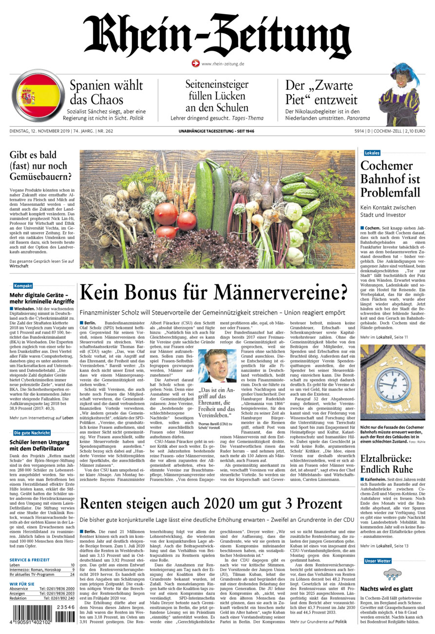 Rhein-Zeitung Kreis Cochem-Zell vom Dienstag, 12.11.2019
