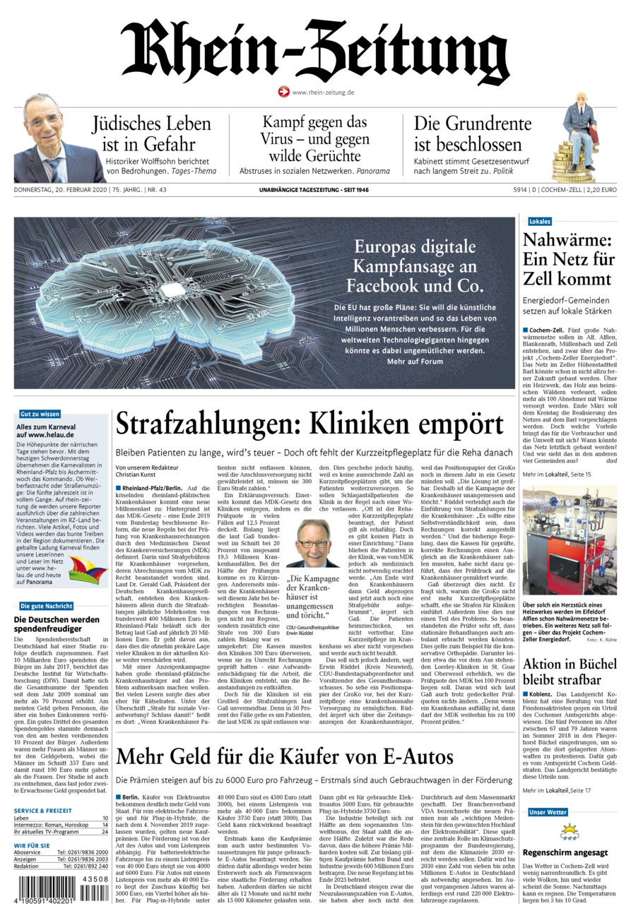 Rhein-Zeitung Kreis Cochem-Zell vom Donnerstag, 20.02.2020