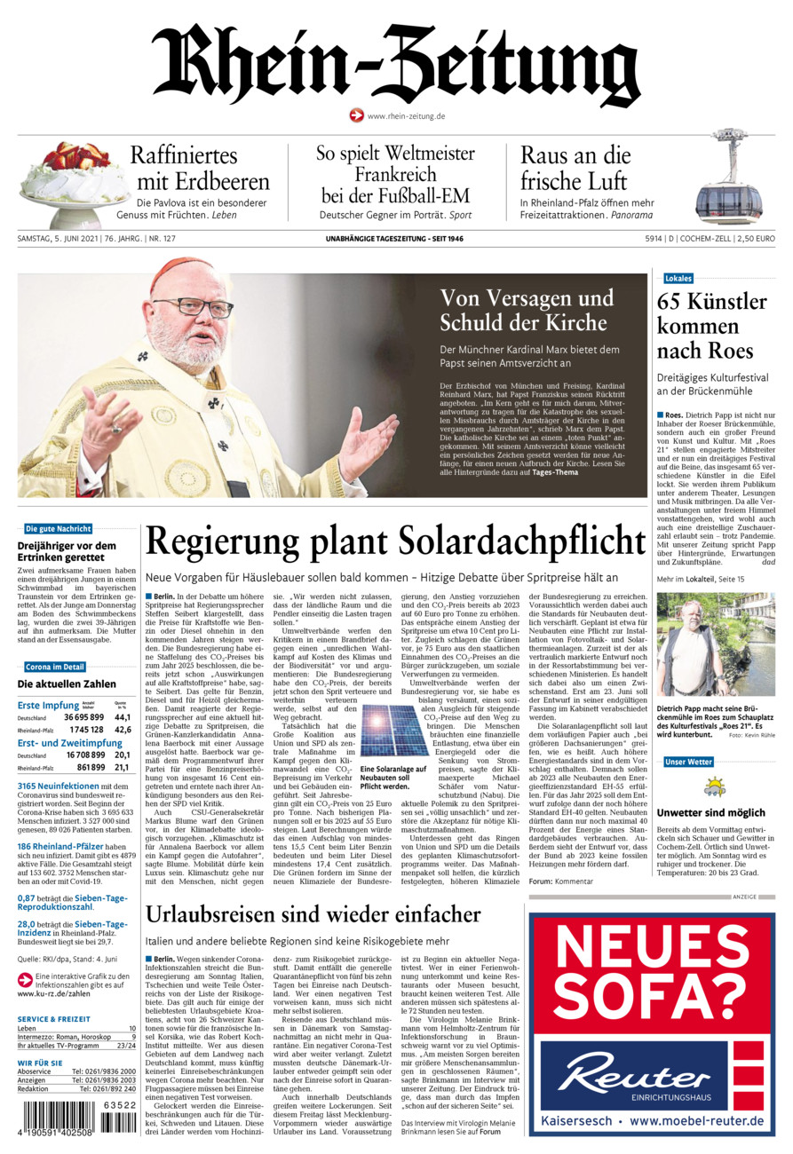 Rhein-Zeitung Kreis Cochem-Zell vom Samstag, 05.06.2021