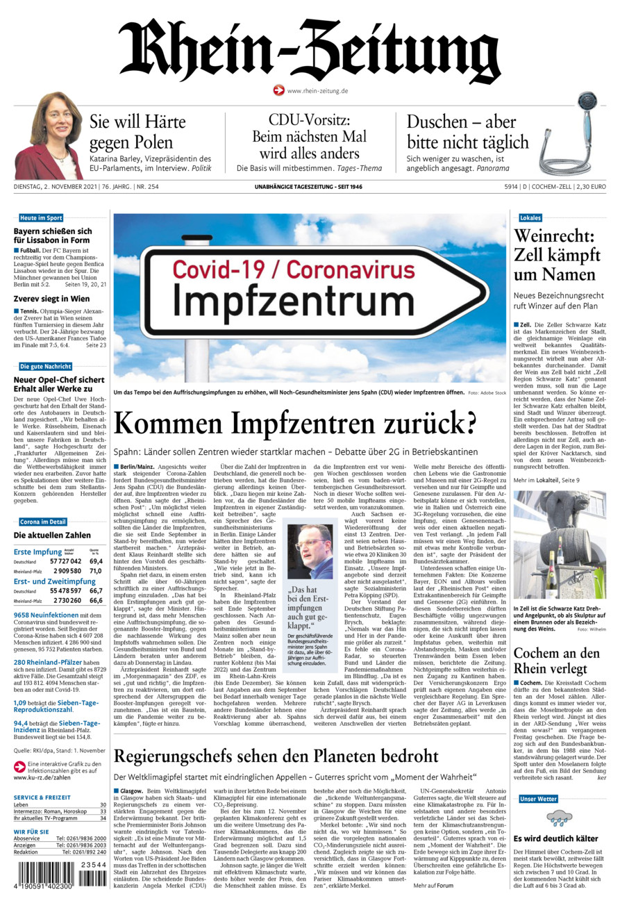 Rhein-Zeitung Kreis Cochem-Zell vom Dienstag, 02.11.2021