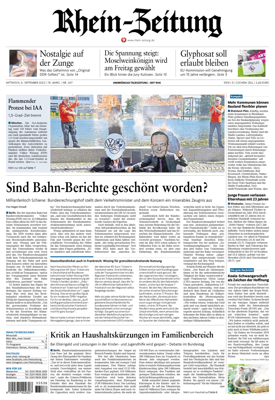 Rhein-Zeitung Kreis Cochem-Zell vom Mittwoch, 06.09.2023