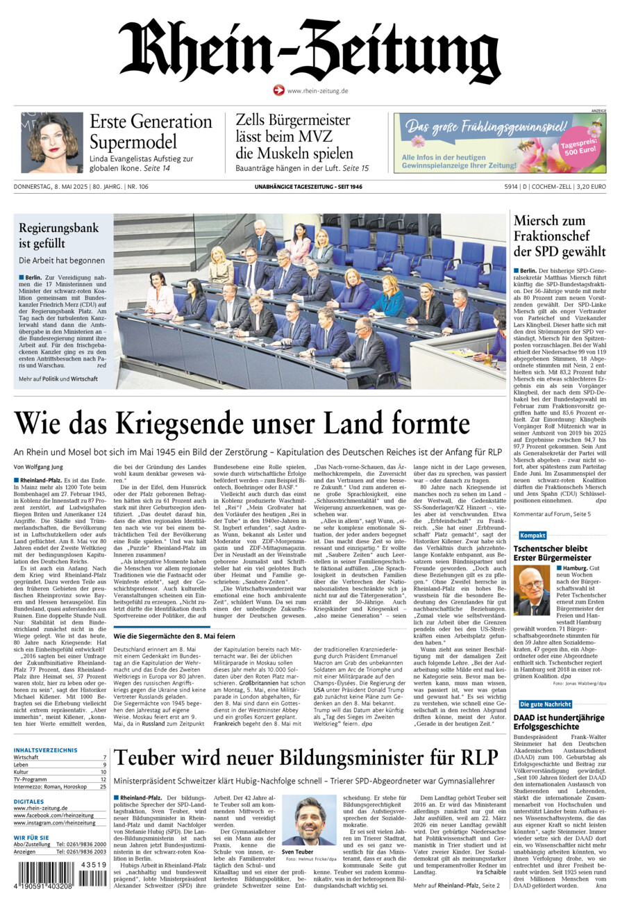 Rhein-Zeitung Kreis Cochem-Zell vom Donnerstag, 08.05.2025