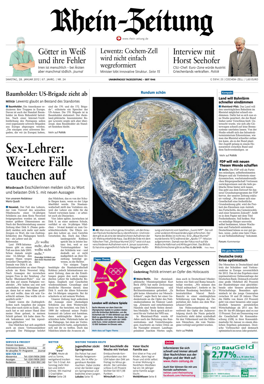 Rhein-Zeitung Kreis Cochem-Zell vom Samstag, 28.01.2012