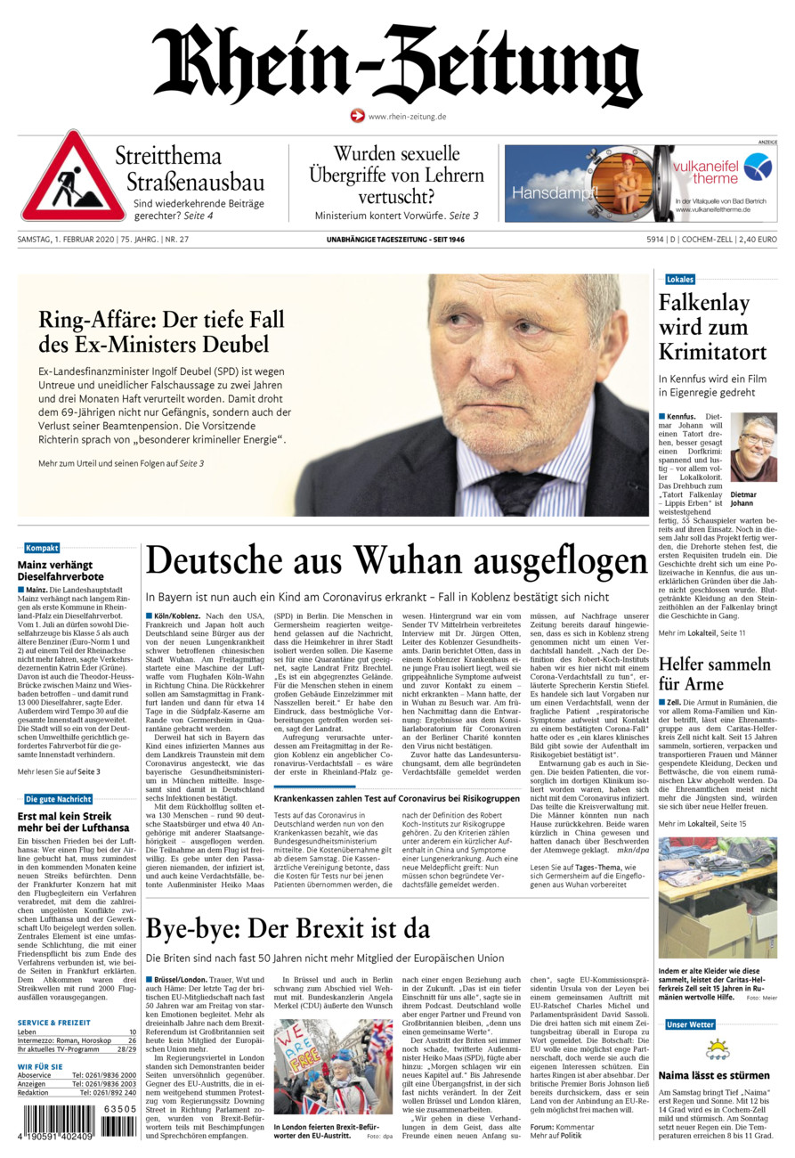 Rhein-Zeitung Kreis Cochem-Zell vom Samstag, 01.02.2020