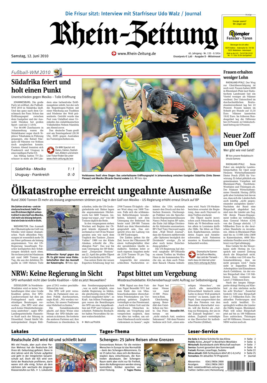 Rhein-Zeitung Kreis Cochem-Zell vom Samstag, 12.06.2010