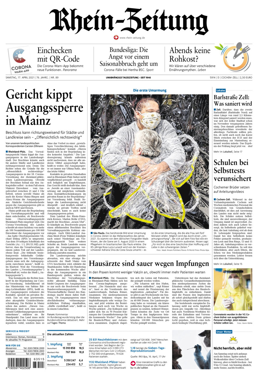 Rhein-Zeitung Kreis Cochem-Zell vom Samstag, 17.04.2021