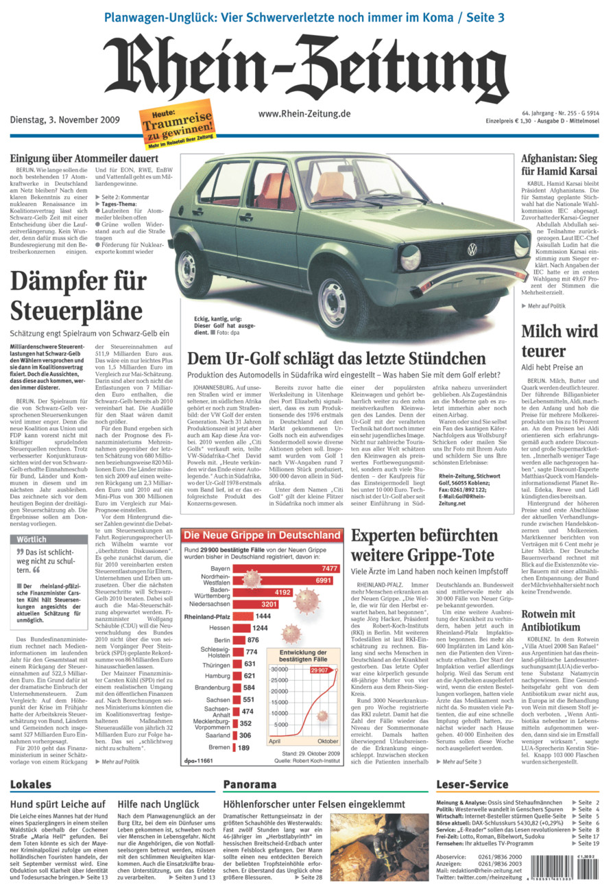 Rhein-Zeitung Kreis Cochem-Zell vom Dienstag, 03.11.2009