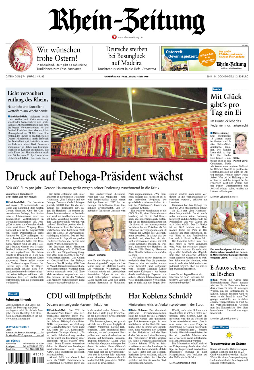Rhein-Zeitung Kreis Cochem-Zell vom Samstag, 20.04.2019