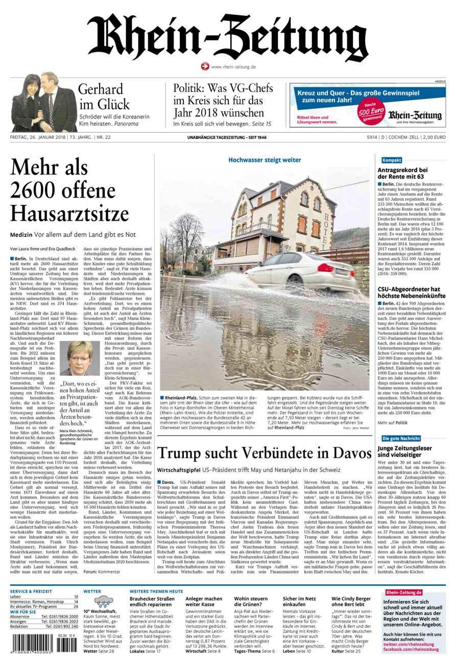 Rhein-Zeitung Kreis Cochem-Zell vom Freitag, 26.01.2018