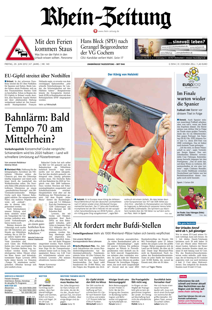 Rhein-Zeitung Kreis Cochem-Zell vom Freitag, 29.06.2012