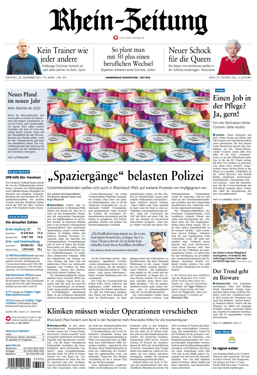 Rhein-Zeitung Kreis Cochem-Zell vom Dienstag, 28.12.2021