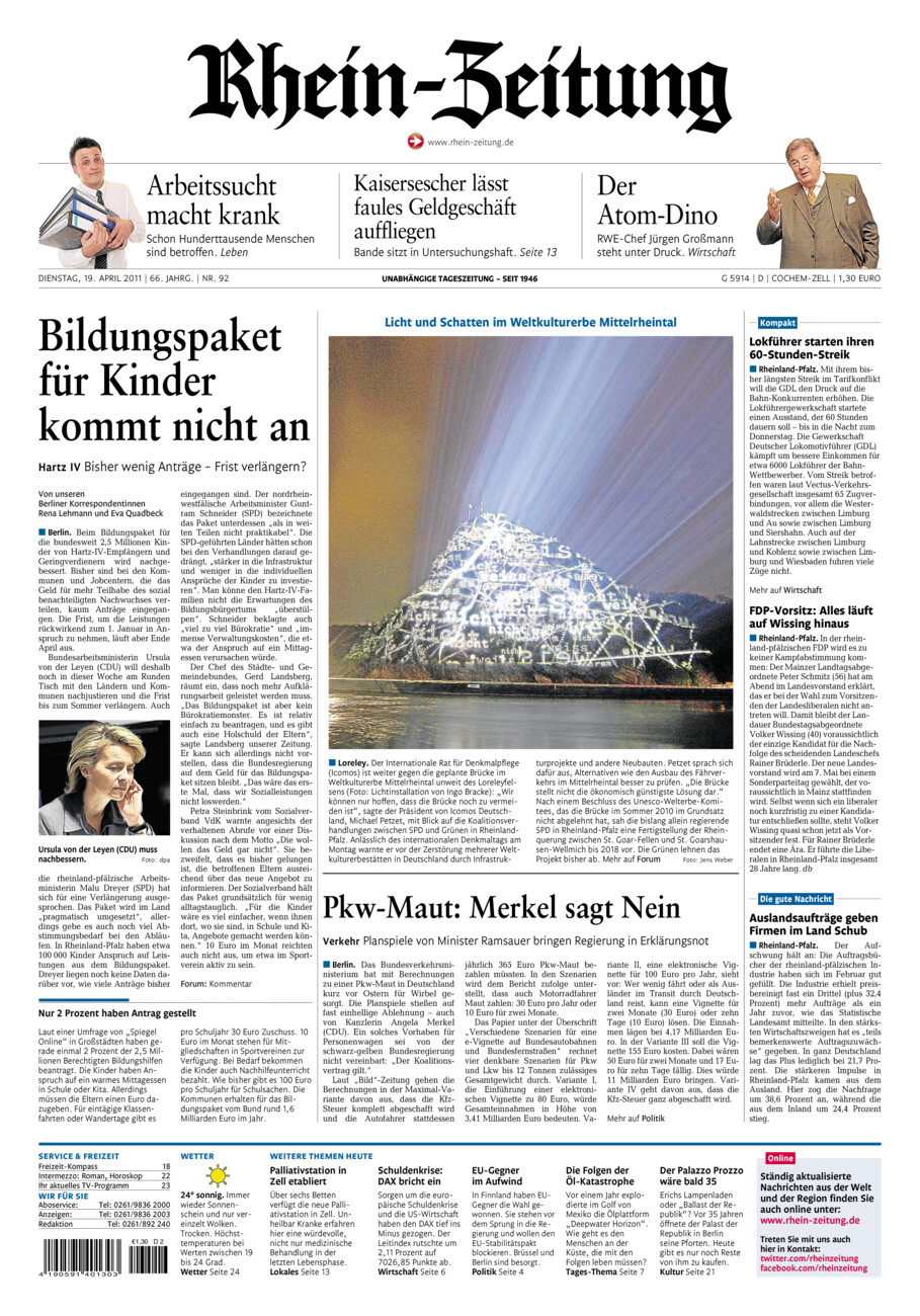Rhein-Zeitung Kreis Cochem-Zell vom Dienstag, 19.04.2011