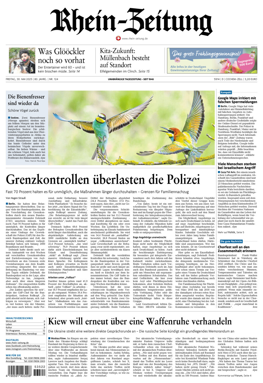 Rhein-Zeitung Kreis Cochem-Zell vom Freitag, 30.05.2025