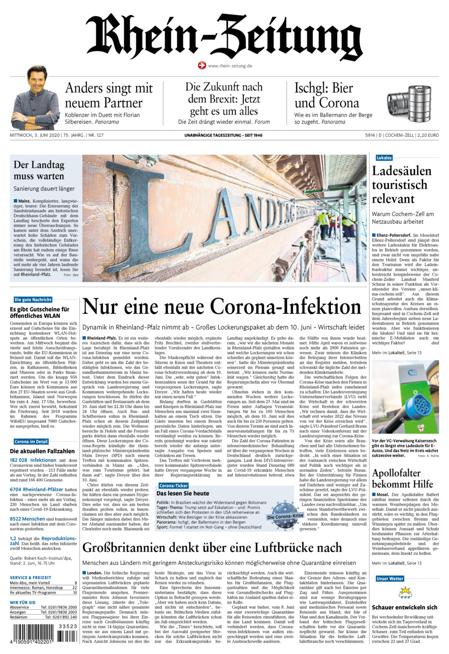 Rhein-Zeitung Kreis Cochem-Zell vom Mittwoch, 03.06.2020