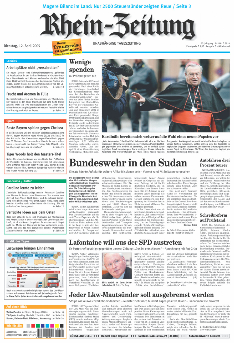 Rhein-Zeitung Kreis Cochem-Zell vom Dienstag, 12.04.2005