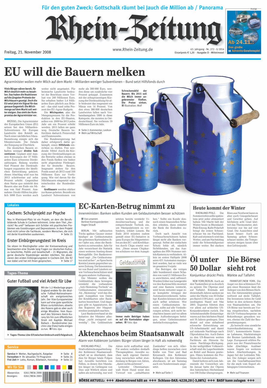 Rhein-Zeitung Kreis Cochem-Zell vom Freitag, 21.11.2008