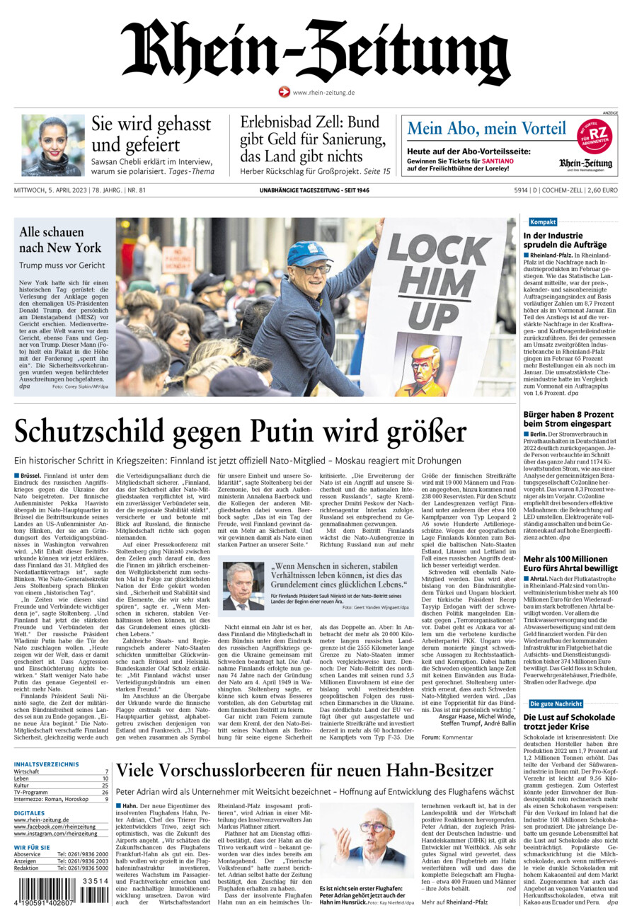 Rhein-Zeitung Kreis Cochem-Zell vom Mittwoch, 05.04.2023