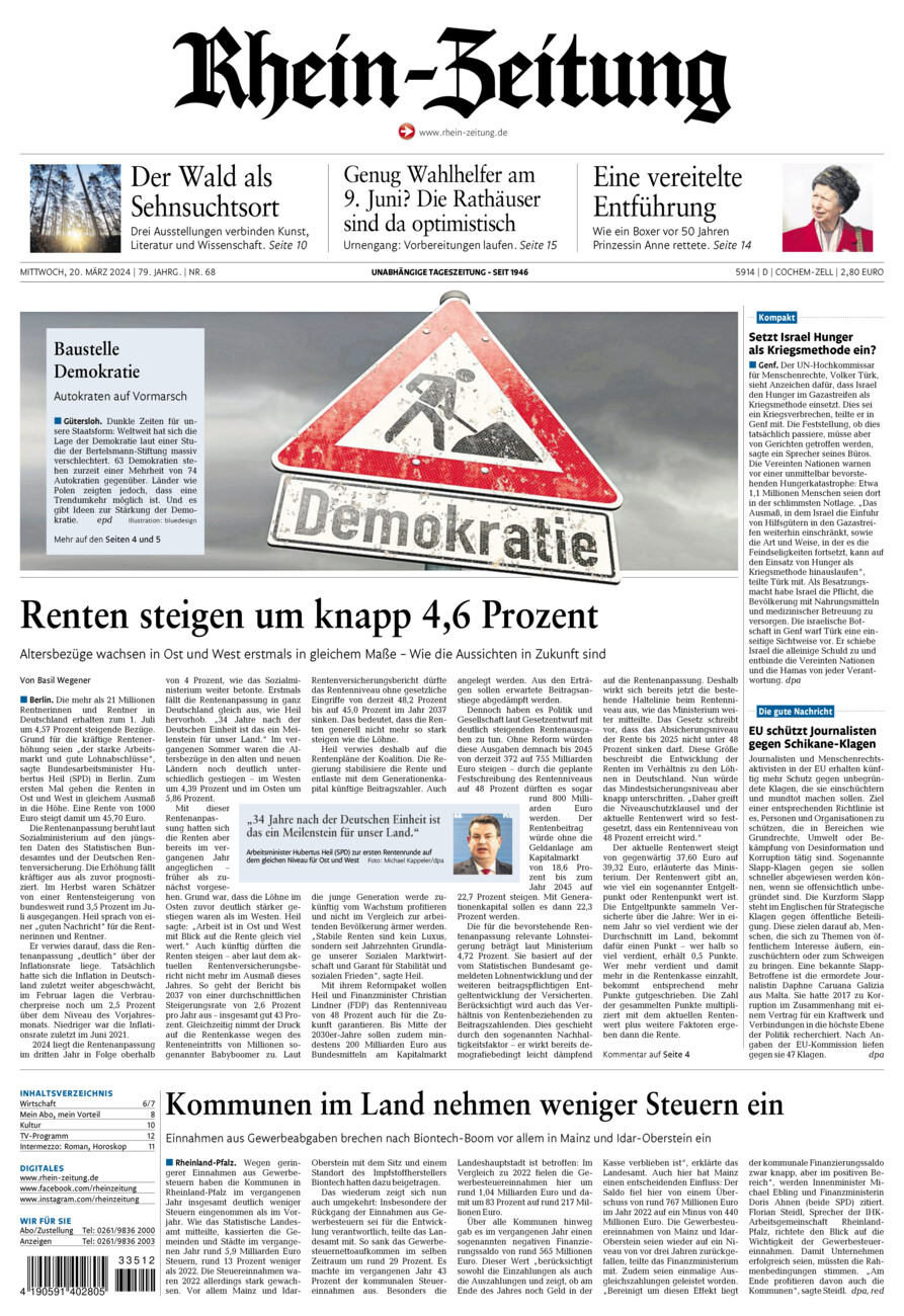 Rhein-Zeitung Kreis Cochem-Zell vom Mittwoch, 20.03.2024